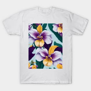 Purple gold orchids artwork T-Shirt